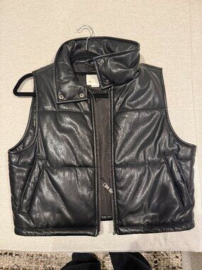 By Anthropologie Faux-Leather Puffer Vest